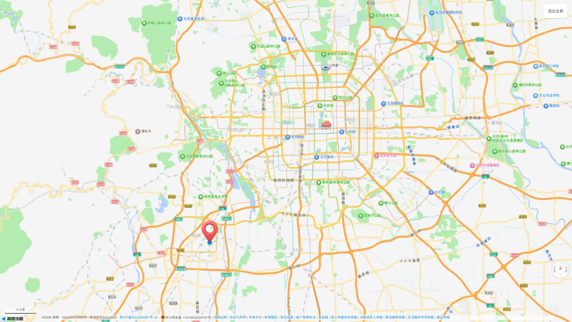 Map of Liangxiang vs Beijing